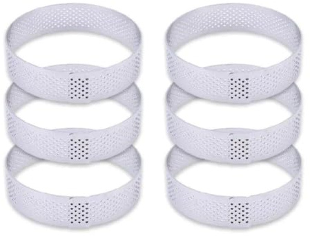 Opatiny Juego de 6 anillos redondos de acero inoxidable para tartas con agujeros de ventilación para hornear mousse y tartas, juego de herramientas para postres para el hogar