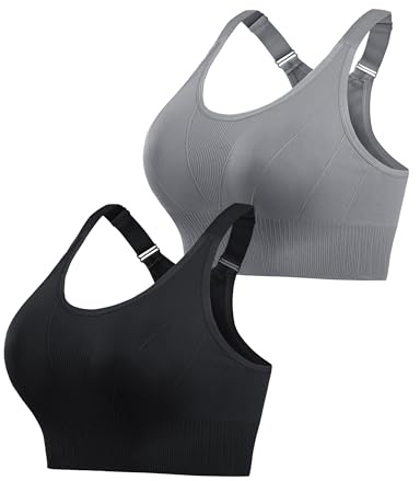 Aseniza Sport-bh för kvinnor, trådlös bh med avtagbara kuddar för yoga, fitness, löpning S-XXL