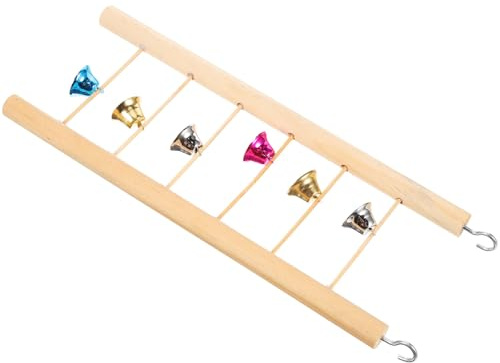 UKCOCO Échelle à Oiseaux Jouet d'escalade avec Surface Lisse en Bois Beige pour Entraînement Saut pour Cage à Perruches et Petits Perroquets
