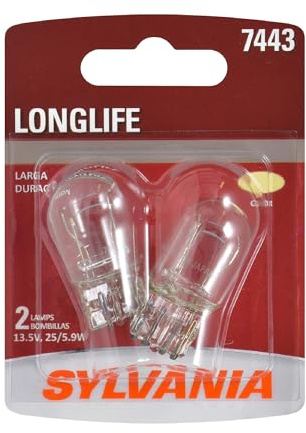SYLVANIA 7443 Long Life Miniature Bulb, Daytime Running Light, 2 Bulbs