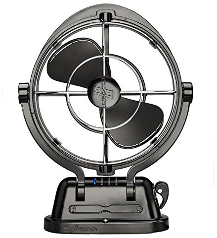 SEEKR Sirocco II, 7010CABBX, 3 velocità, flusso d'aria a 360 gradi, ventola cardanica a filo diretto, 125/185 CFM, 12/24 V, nero, lama da 17,8 cm