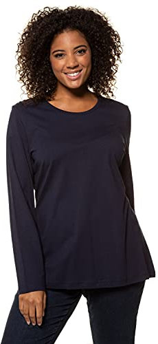 Ulla Popken Damen Langarm-shirt, Blauschwarz, 46-48 EU