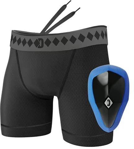 Diamond MMA Compression Performance Short with Built-in Jock Strap and Athletic Cup System (Small) Black