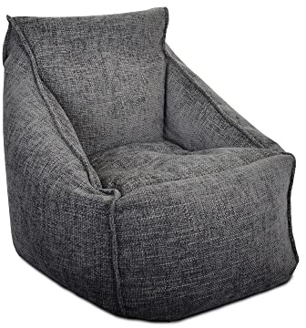 rucomfy Beanbags Weave Bean Bag Chair. Home Luxury Living or Bed Room Adult Recliner Seat. Chunky Soft Textured Durable Fabric. Extra Large H84 x W68 x L78cm (Slate Grey)