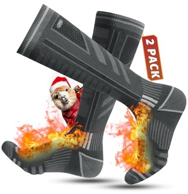 Rahhint Skisocken aus Merinowolle Thermosocken Wintersocken Warme Dicke Kniestrümpfe Kompressions Snowboardsocken, Kniehohe,für Herren und Damen, Größe 35-51，2 Paar