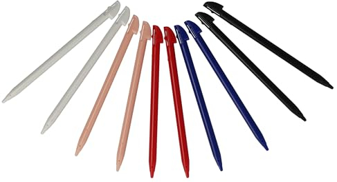 vhbw 10x Eingabestifte kompatibel mit Nintendo 3DS XL Spielekonsole - 9,6 cm lang Rot Schwarz Blau Weiß, Rosa