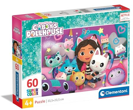 Clementoni Jigsaw Puzzle Gabby'S Dollhouse 60 Pieces - Supercolor Puzzle For Children 4-6 Years, Cartoon, Doll, Gift For Boy/Girls, Puzzle For Kids, Made In Italy, 26202