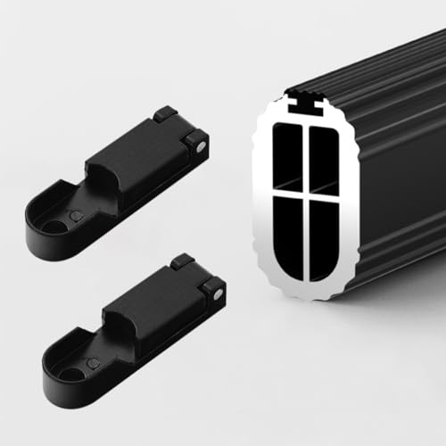 AHKFUL Barre Penderie Antidérapant et Silencieux, Barre de Penderie en Aluminium 3mm, Tringle Penderie avec 2 Support, Oval, 28x15mm, Charge Maximale 600 LB,Noir,120cm