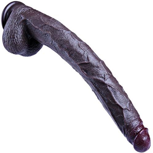 42cm schwarzer extra langer Dildo,realistisches Sexspielzeug für Frauen,Dual-Density-Silikon, starker Saugnapf,XXXL-Riesendildo,großer dicker Dildostimulator mit Kugel,geeignet für Frauen/Männer/Paare