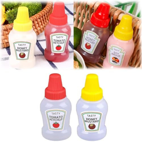 2 Pack Portable Mini Ketchup Bottles, 25ml Condiment Squeeze Bottle,Mini Condiment Squeeze Bottles,Refillable Ketchup Honey Salad Containers Bottles,Honey Sauce Salad Dressing Dispensers for Kitchen