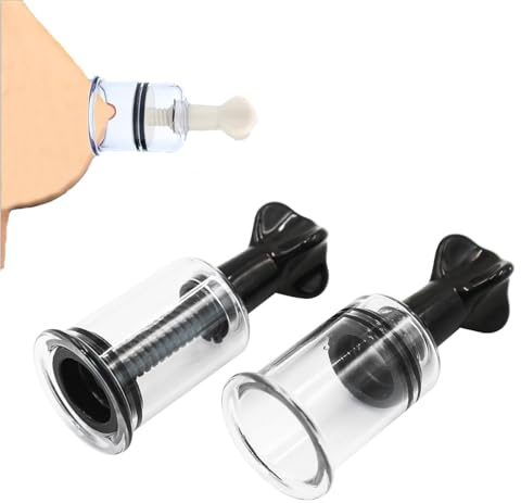 Nipple Suction Cupping Toy 2pcs Set Twist Up Manual Vacuum Papilla Nipple Correction Cup for Flat and Inverted Nipples (1.38 Inch)