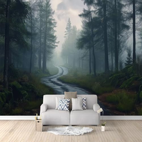Papel pintado fotográfico no tejido 200 x 140 cm Gigante Póster Caminos Naturales De La Jungla Decoración, Azul Oscuro Decoración de pared de papel tapiz panorámico 3D