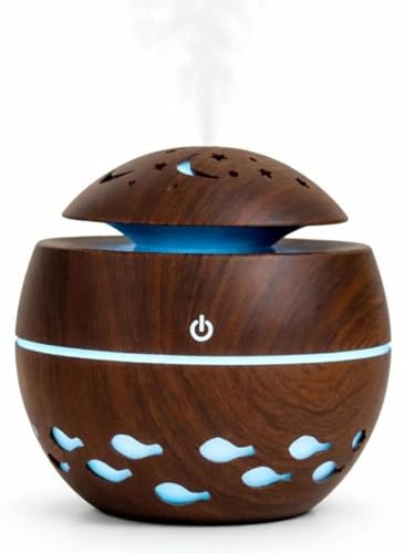 Diffuseur Huiles Essentielles 300 ML H12 cm L12 cm idéal pour Chambre Bureau Spa Camping Car Multi Couleurs LED Arrêt Automatique Diffuseur arôme Parfum Petit & Leger, Lire Description Avant Emploi.