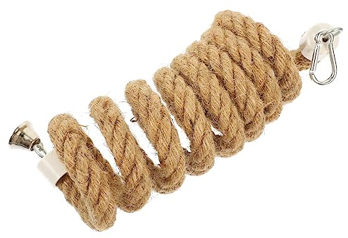 LIOOBO 2M Bird Parrot Climbing Rope Perch Bungee Toy Flexible Cotton Rope Swing for Parakeet Cockatiel Conure African Grey Macaw Cage Accessories Spiral Hanging Stand