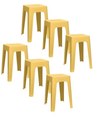 Toilinux.com Lot de 6 tabourets empilables Spectra - Jaune