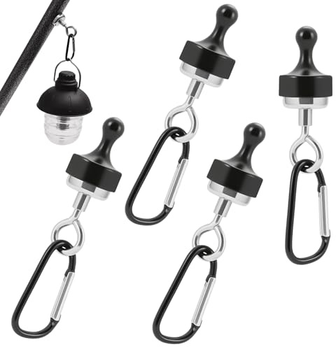 4 Piezas Iman Gancho de Camping, Ganchos Magnéticos Extra Fuertes, Gancho Magnético Multifuncional para Tienda de Campaña, Negro Magnetic Hooks, para Refrigerador de Cocina, Techo, Puertas de Hierro