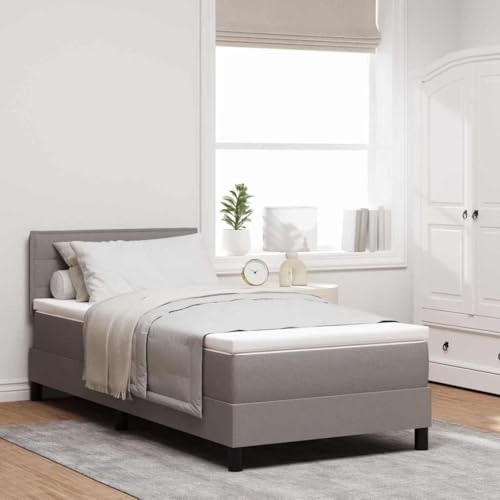 vidaXL boxspring säng med madrass & LED-ljus grå taupe tyg 80x200 cm modern design bekväm sovlösning för sovrumsinredning yta avkopplande belysning matt finish minimalistisk vuxen