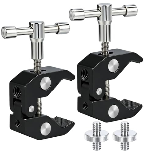 TYSM-CC 2 Piezas Super Arm Clamps, Súper Abrazaderas para Cámaras, Abrazadera de Brazo Mágico con Clips de Rosca de 1/4 Fijación para Trípode