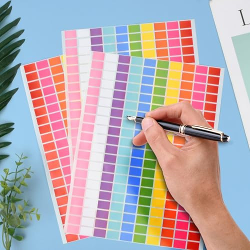 Rektangulära självhäftande etiketter, blandade färger 2 000 etiketter, 13 x 19 mm, 10 enfärgade klistermärken, för klassrum, skola, lager, kontor