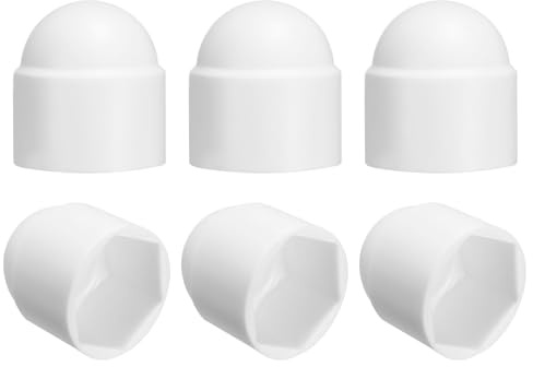 QUARKZMAN 6 st Hexagonala mutterskydd, M20 x 30 x 40 mm, plastskyddshölje för hexagonala muttrar och skruvar för bilinredning och dekoration, vit