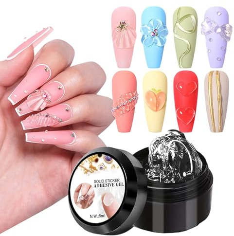 Colle à Ongles Solide UV Solution Adhésive Transparente à Séchage | Colle Gel Pour Ongles Postiches Pour Salon à Domicile Cadeau Femmes et Professionnelles