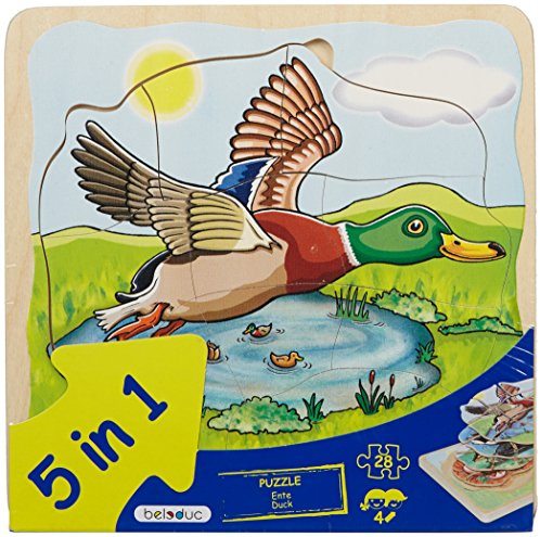 Beleduc - 17055 - Puzzle mit Schichtung aus Holz – Ente – 28 Teile