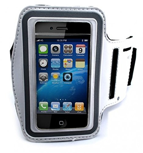 White Neoprene Sports Workout Arm-band Strap Case Fitness Running Gym Carrying Cover for Ipod Touch 2nd Gen - Ipod Touch 3rd Gen - Ipod Touch 4th Gen