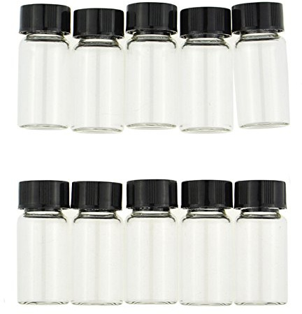 5 ml glas klart provflaskor skruvlock labbflaskor levererar vätskeuppsamlingsbehållare för eteriska oljor plastlock – paket med 10