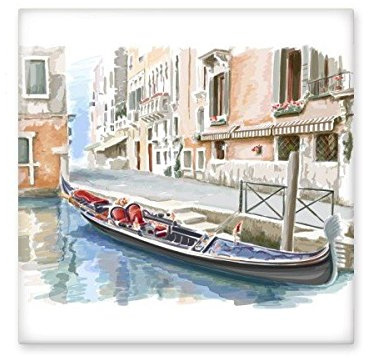 DIYthinker Italie Venise Paysage Haut-Lieu Touristique National des douanes Motif Illustration en céramique Bisque Carreaux pour décorer Salle de Bains Décor de Cuisine Carreaux de céramique Carreau