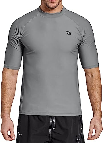 BALEAF UV-tröja herr vatten UPF 50+ kortärmad rashguard herr simskjorta rash väst för simning dykning, GRÅ, XXL