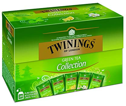 Twinings Green Tea Selection Grüntee, Teebox 5 verschiedene Twinings Grüntees. Pure Green Tea, Green Tea & Lemon, Green Tea & Apple, Jasmine Green Tea, Green Tea & Orange im 8er Pack (8 x 34 g)