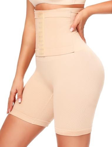 SURE YOU LIKE Taillenformer Shapewear Damen Bauchweg Miederpant Damen Bauchweg Unterhose Mit Korsett Body Figurenformender Mit Taillengürtel Trainer, Beige, 3XL