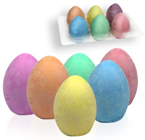 Smart-Planet Kreide Eier 6er Set - Straßenmalkreide in Osterei Formen - Bunte Kinder Kreideeier - Geschenkidee für Ostern - Kinderkreide Abwaschbar