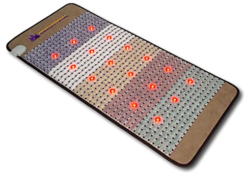 MediCrystal 5-Crystals Far Infrared Mat 48 L x 22 W - 18 Photon Red NIR MIR Lights - 6 Quadrupole Static Magnets - Bio Stimulation Therapy for Back Pain - Medium Flexible 86-158°F FIR Heating Pad