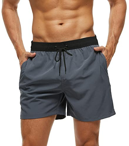 Aisprts Badshorts för män badbyxor vattentäta surfbräda shorts för män snabbtorkande 3 fickor strandshorts nätfoder dragsko sommar herr badkläder