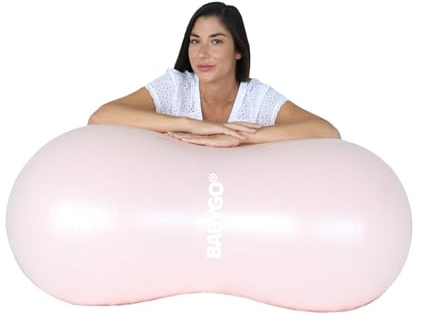 BABYGO Peanut Ball for Labour Birth Pregnancy Exercise | Birthing Ball Maternity Labour Exercise Book & Foot Pump Included | Anti Burst Nude,50cm