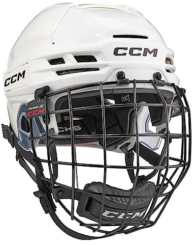 CCM Tacks 720 Eishockeyhelm mit Käfig Visier, Senior (Weiß, S)
