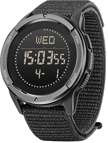 DIDITIME Taktische Uhren für Herren, Militäruhren für Herren, Fitnessuhr, Digitale Herrenuhren mit Kompass, Metronom, Schrittzähler, leichte Kohlefaser-Uhr, Alpgrün, Militärische Taktialität