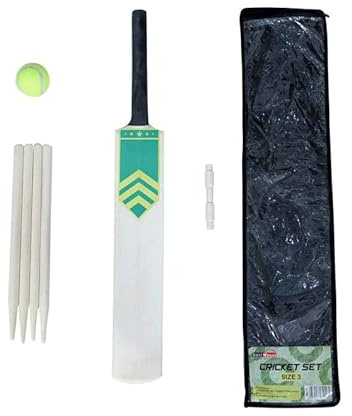 Size 3 Cricket Set | Mesh Carry Bag | Cricket Bat, Ball, 4 Stumps, Bails and Bag | Beginner Durable Lightweight Cricket Equipment - By By BEST HOUSE