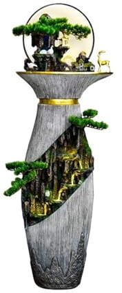 Fontana da tavolo Zen rilassante Grande fontana da pavimento for interni, fontana da giardino con bottiglia d'acqua in resina con luce a LED, fontana cinese Fengshui Lucky for interni, decorazione for