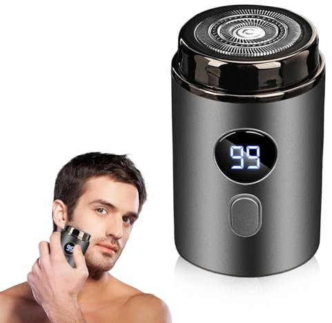 Homirty Mmini Rasoio Elettrico Portatile con Display Digitale, Rasoio Elettrico Per Uomo Tascabile, Mini Portable Electric Shaver, Rasoio a Capsula Ricaricabile Tramite USB, Impermeabile Per Casa Auto