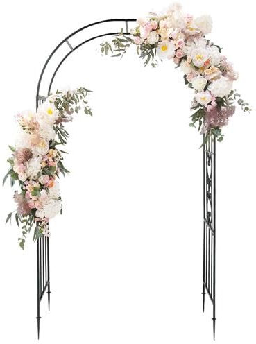 Bonnlo Arche Jardin en Fer Antirouille 221x56cm|Pergola Jardin Exterieur Plantes Grimpantes avec Design Courbé|Arche Mariage Style Vintage，Vert foncé