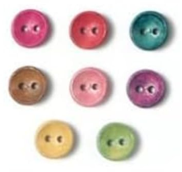 50 Stück Holzknöpfe 10mm 2-Loch rund bunter Mix farbige Knöpfe aus Holz für Kinderkleidung annähen aufnähen basteln scrapbooking Jackenknöpfe