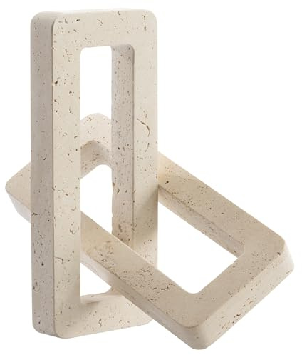Navaris Oggetto Decorativo in Travertino - Decorazione Arredo Ufficio in Pietra Naturale - Soprammobili Moderni Particolari - Scultura Soprammobile Design a Nodo - Arredo Casa Moderno