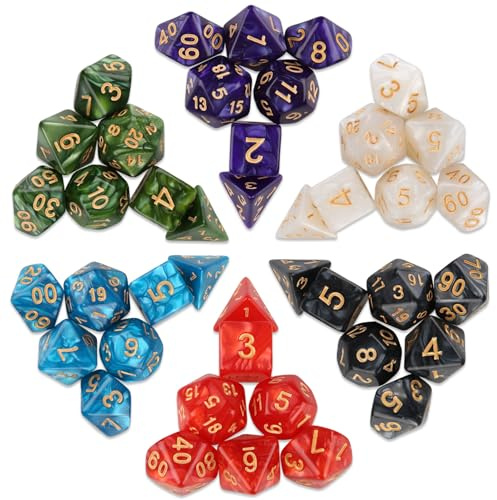 6 Conjuntos Dados de rol, Dados para DND, Dice Poliédrico Professional Set para Dungeons y Dragons DND RPG MTG Mesa Juegos de rol, D20 D12 D10 D8 D6 D4, Dice para Dungeon & Dragon
