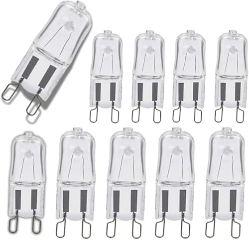 G9 Halogen Light Bulbs Dimmable 25W, 230V, 300lm, Warm White, 300°C Heat Resistant, 360° Beam Angle, 2000H Lifespan, Energy Class G – Ideal for Oven, Desk Lamps, Kitchen, Living Roo (Pack of 10)