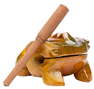 FUZEAU - Grenouille Guiro Bois 10 cm Avec Mailloche - Percussion À Frotter - Produire Coassement - Instrument Ludique Et Décoratif Pour Jeux Musicaux, Ambiance Nature - Enfant Dès 4 Ans - Réf.9222