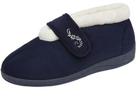 Ladies Dunlop 'Deloris' Slippers Wider Fitting with Touch Fastening Navy size 5 UK