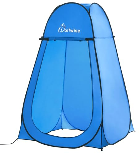 Wolfwise Pop Up Shower Tent, Portable Instant Changing Tent with Ventilation Window & Carry Bag, Privacy Bathroom Toilet Tent for Beach, Camping & Outdoor, Width 47.2 , Height 74.8 , Blue
