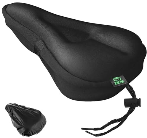 Zacro Bike Seat Cushion - Gel Padded Cover for Men Women Comfort, Extra Soft Exercise Bicycle Compatible with Peloton, Stationary or Cruiser Seats